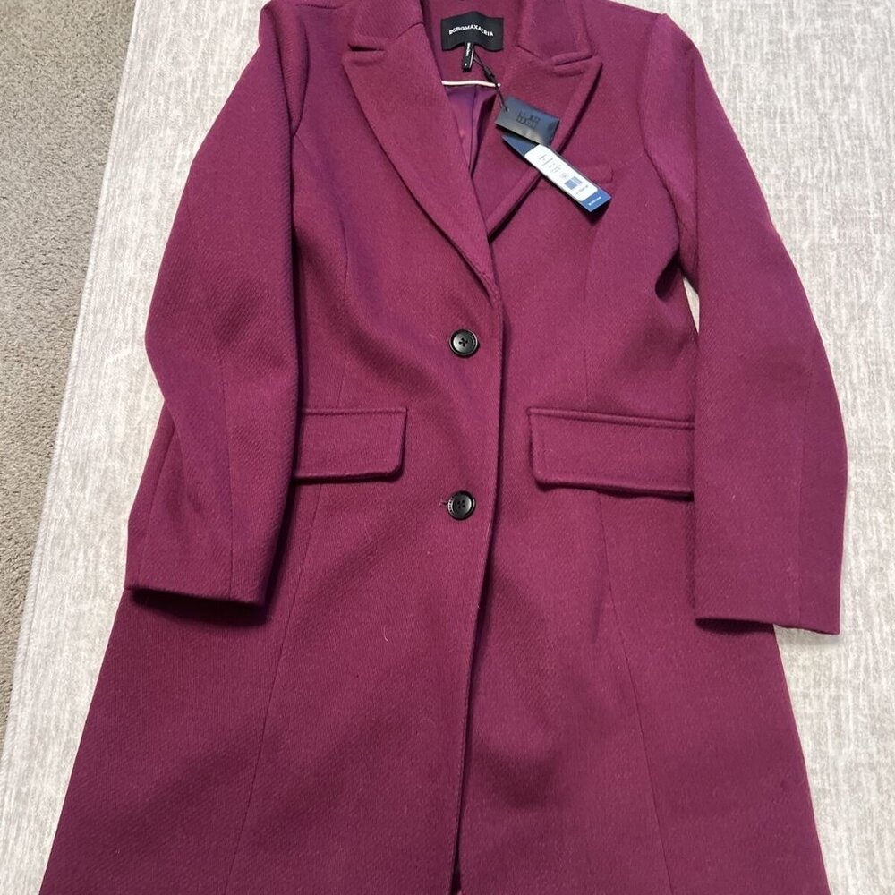NWT $328 BCBGMAXAZRIA Raspberry Two-Button Riding Coat, Sz Large - Picture 6 of 15
